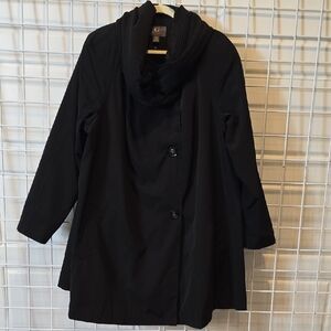 Gallery Black Removable Fleece Lined Trench Coat for Women Size 2X